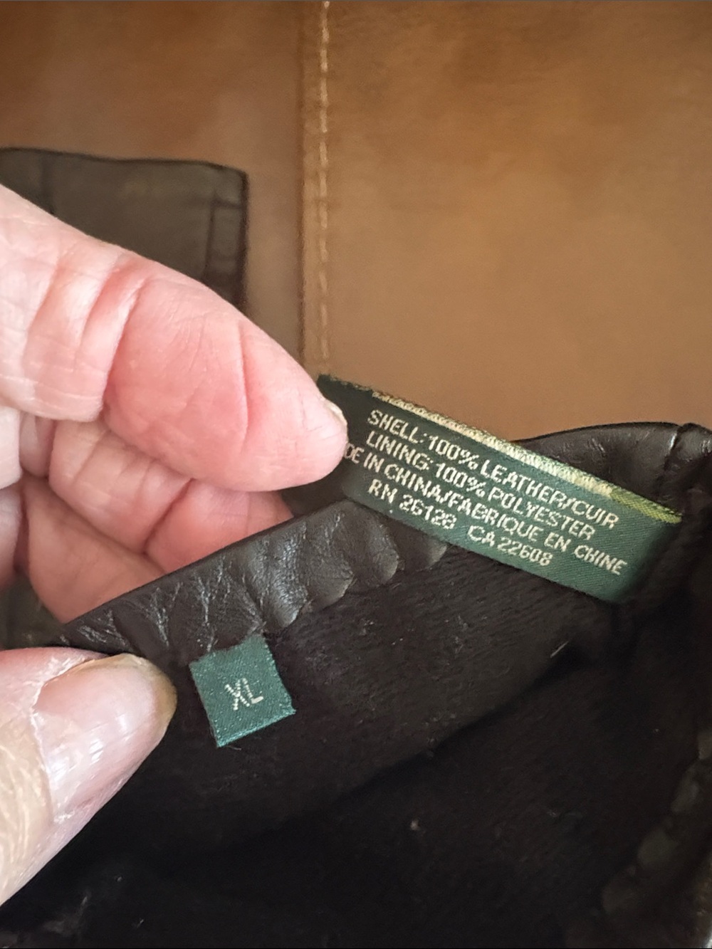 Ralph Lauren Brown Leather Embossed Detail Gloves - Picture 7 of 11